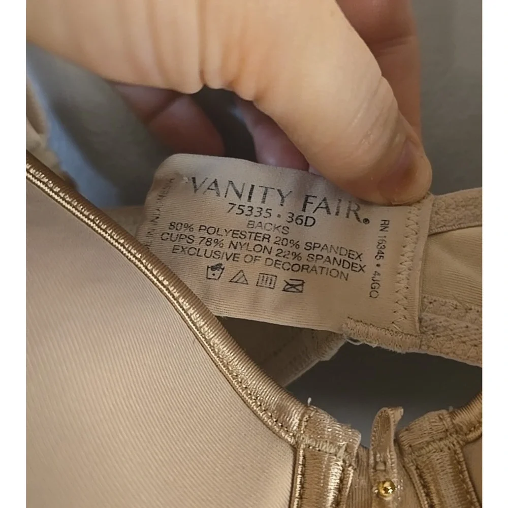 Vanity Fair‎ Body Caress Tan Full Coverage Underwire T-Shirt Bra Size 36D